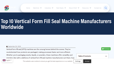Top 10 Vertical Form Fill Seal Machine Manufacturers Worldwide