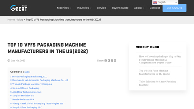 Top 10 VFFS Packaging Machine Manufacturers in the US(2022)