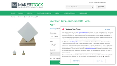 Aluminum Composite Panels (ACP) - White - MakerStock