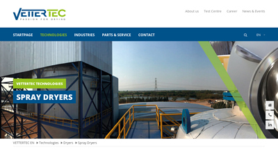 Spray Dryers - VETTERTEC - PASSION FOR DRYING